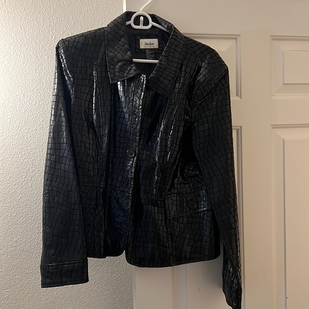 Neiman Marcus size 14 black leather coat